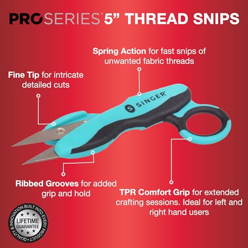 SINGER ProSeries™ 5" Thread Snips, Comfort Grip, Sewing & Yarn Cutter