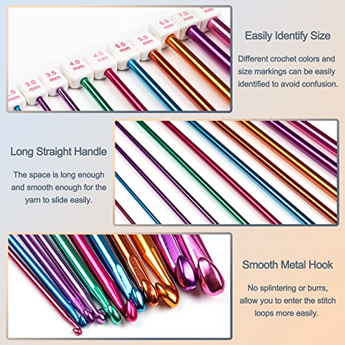 Coopay 23 PCS Tunisian Crochet Hooks Set, Complete Crochet Needles Set - color: Mixed Metal & Bamboo Set With Cable