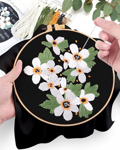 ERKOON Embroidery Kit for Beginners, Flower Cross Stitch Set Include Embroidery Cloth Hoops Threads for Craft Lover Hand Stitch with Embroidery Skill Techniques (Wildflowers) - color: Wildflowers