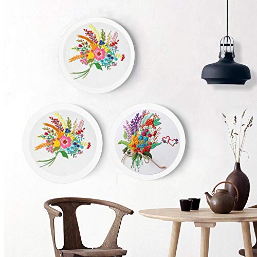 Konrisa Stamped Embroidery Kit with Pattern Floral DIY Sewing Cross Stitch Kits for Adult Flowers Plants Embroidery Starter Kit with Embroidery Floss,Hoops,Color Thread,Needle,Instruction,Set of 2 - color: Spikes