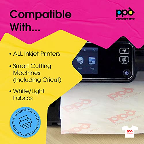 PPD 20 Sheets Inkjet PREMIUM T Shirt Transfer paper A4 for White and Light Colour Fabric PPD-1-20 - size: 8.5 x 11, style: Light (20 Sheets)