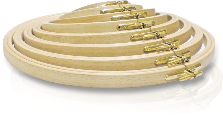 Nurge 3 Pcs 5 Inch Premium Beech Wood Gold Clasp Embroidery Hoop 8mm Thickness (130mm = 5.11" ~ Approx 5") (100-2 * 3pcs) - style: 3 Pcs * 5"