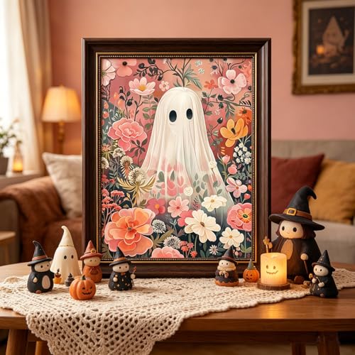 CSZPPQAF Floral Ghost Diamond Painting Kit for Adults,Halloween Diamond Art - color: KM1067-1