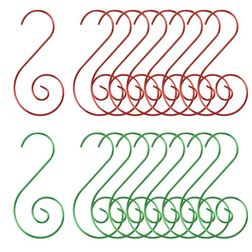 80 Pcs Stainless Steel Christmas Ornament Hooks - S Hooks for Holding Christmas Balls, Green and Red - color: Green Red