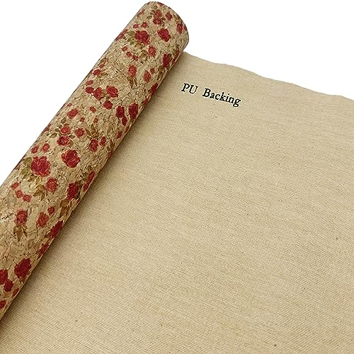 SorenCut Cork Fabric Roll 12 x 52 Inch – Plum Blossom Print Cork Leather Fabric for Earrings, Bow Making, Bags, Wallets & DIY Sewing Projects – Vegan Leather Alternative Craft Sheet - color: Plum Blossom