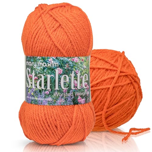 Mary Maxim Starlette Yarn, Soft Acrylic Yarn, 3.5 OZ 180 Yards Burnt Orange - color: Burnt Orange