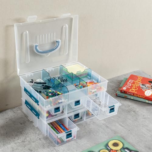 MyGift 11 Inch Craft Storage Organizer Case With 6 Drawers - color: Blue