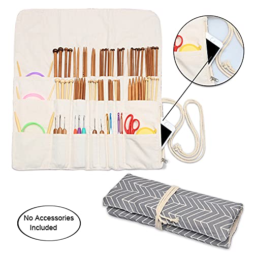 Teamoy Knitting Needle Crochet Hook Case Organizer Holder(up to 14"), Gray - color: Gray, size: 14 inches