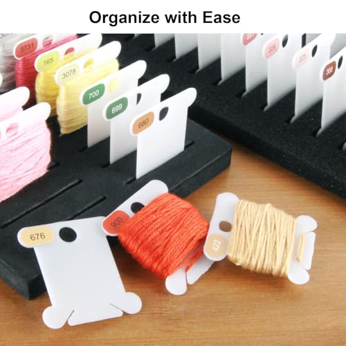 Hamtery 500pcs Embroidery Floss Bobbins with Floss Number Stickers, DIY Thread Organizer Set with Color-Coded Labels for Cross Stitch and Embroidery Storage