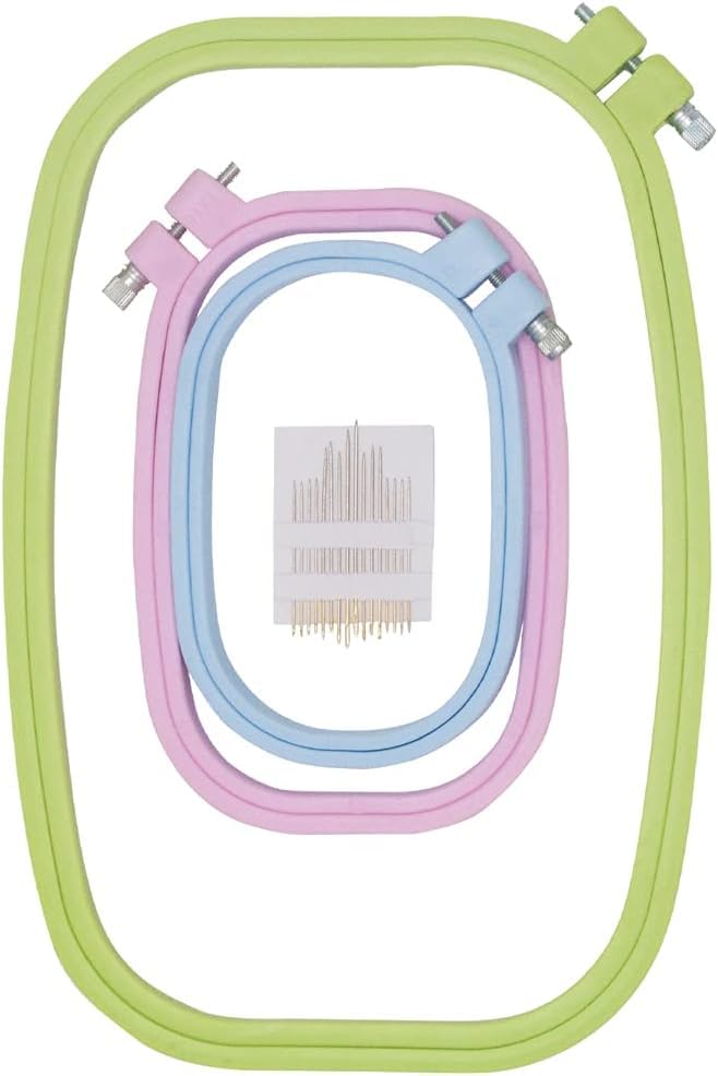 3 Pieces 3 Sizes Square Embroidery Hoops Plastic ABS Cross Stitch Hoops for DIY Embroidery Craft,with 16pcs Gold Eye Sewing Needles - style: 3 Sizes Rectangle Square