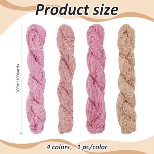 FREEBLOSS 4 Pcs Sashiko Thread 100M x 4 Colors Cotton Embroidery Floss 3 Stranded Pink Embroidery Threads Japanese Quilting & Sewing Thread for Sashiko Kit Supplies - color: Pink&Purple