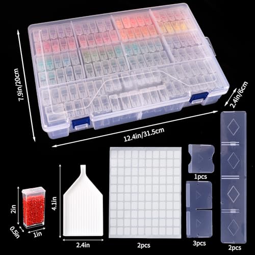 SGHUO Diamond Painting Storage Container 120 Slots Bead Organizer Box Tools - style: 120