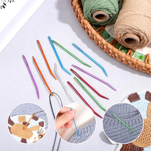 18pcs Yarn Needle, Large Big Eye Weaving Needles Colorful Tapestry Needles Bent Kit, Bent Needles for Crochet, Bent Tapestry Needles for Crochet Projects