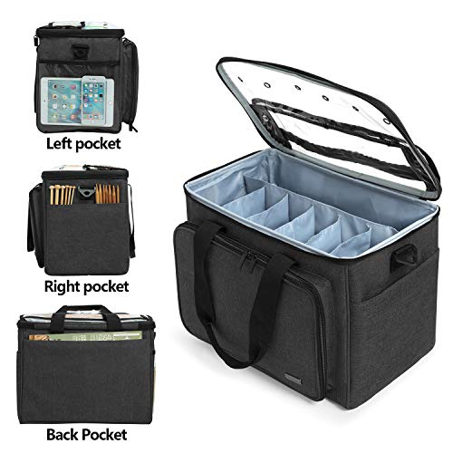 Teamoy Knitting Bag, Yarn Storage Organizer Crochet Bag Tote, Black - color: Black