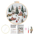 Huacan Embroidery Kits for Adults Beginner DIY Cross Stitch Stamped Christmas Tree Pattern Stitching Sewing Kit 1 Piece 7.8 x 7.8 Inch - color: Village