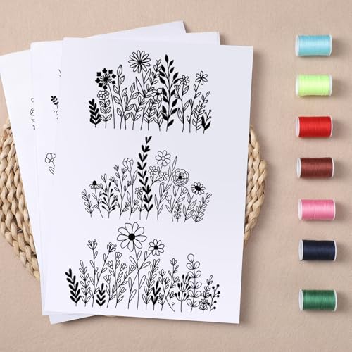 Water Soluble Embroidery Patterns Stabilizers, 6 Sheets Floral Stick and Stitch Embroider Paper Wash Away, Pre-Printed Bible Verses Flower Transfer Paper DIY Gifts for Hand Sewing Lovers Beginners - size: Bible Flower B