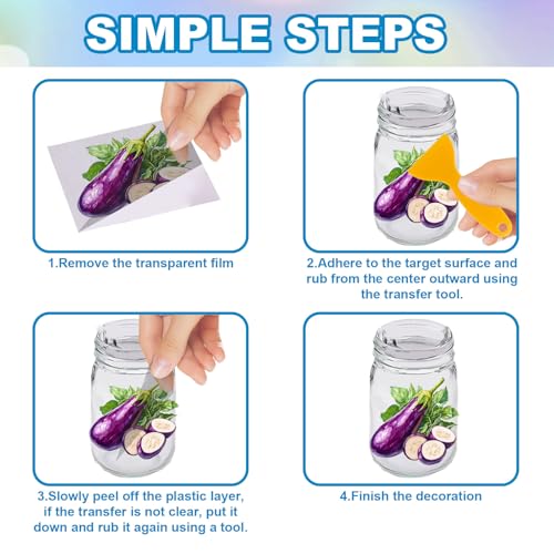 GLOBLELAND 18 Sheets Colorful Vegetables Transfer Stickers 3.9x3.6inch Okra Cucumber Transfer Decal Corn Potato Carrot Rub on Transfer for Cup Decal Vase Glass Art Crafts Decorations - style: Vegetable