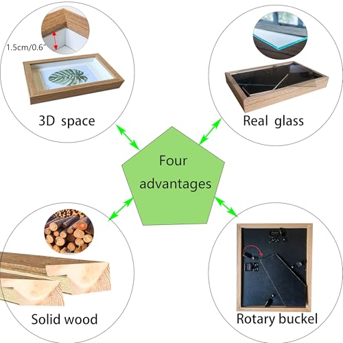 5x7 Shadow Box Frame Small Shadow Box Display Case 4 Pack Original Wood Picture Frames Glass Surface Internal Depth 0.6 inch for Wall Or Tabletop - color: Dark Wood, size: 5x7 inch