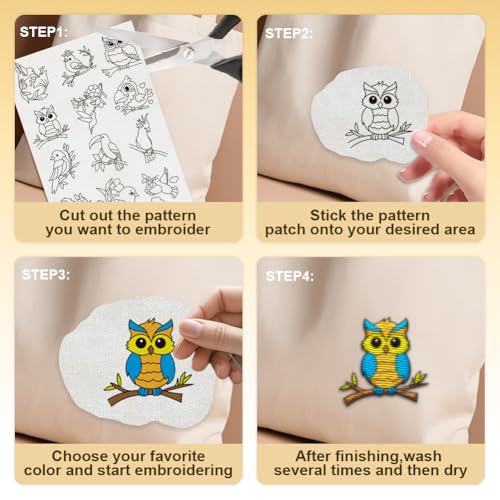 24Pcs Flower and Bird Water Soluble Hand Sewing Stabilizers - style: Flowers and Birds