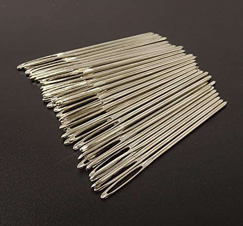 yueton 40pcs 2.7 inch Metal Large Eye Blunt Needles Yarn Needles for Knitting Crochet Projects (Sliver End)