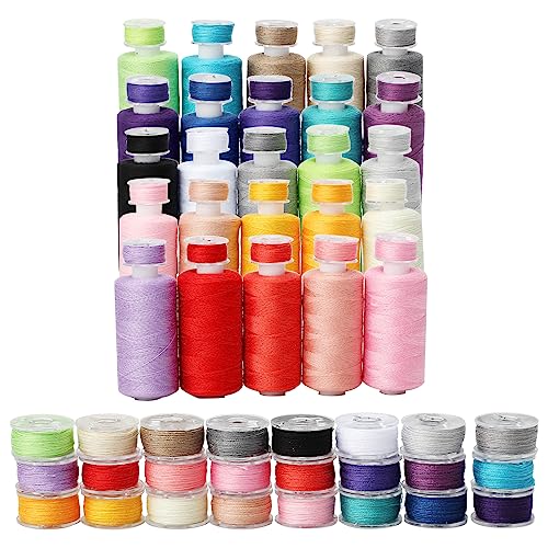 50Pcs Bobbins Sewing Threads Kit 25 Colors 500 Yards Sewing Polyester Thread Spools with 25Pcs Same Color Prewound Bobbins for Hand Sewing DIY Emergency Travel Sewing Machine Use (25 Colors) - color: 25 Colors