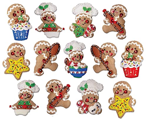 Gingerbread Chefs Felt Ornament Kit - Makes Set of 13