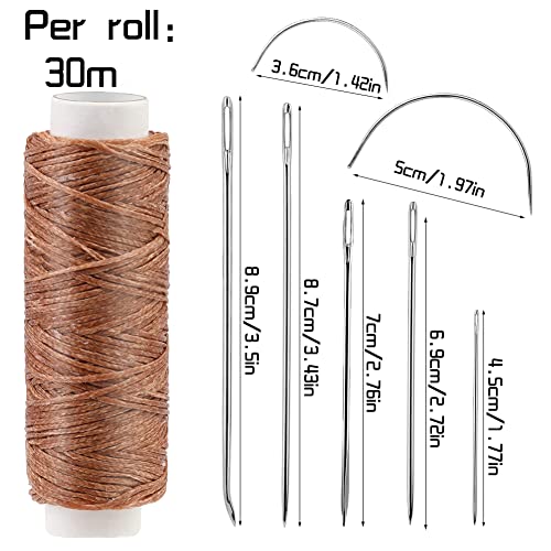 Ftyiwu Waxed Thread, Upholstery Needle and Thread 32 Yards Dark Khaki - color: Dark Khaki, size: 32Yard