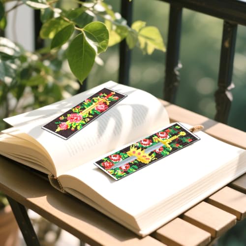 FREEBLOSS 6 Set Cross Stitch Bookmark Kits Sword & Rose Pattern Stamped Cross Stitch Kit 11CT Embroidery Kit with Instructions for Adults Beginners 20x6cm/8x2.4inch - style: Knight&Sword&Rose