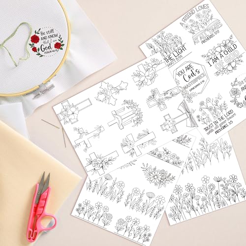 Bible Flower Embroidery Patterns, Water Soluble Stick and Stitch Paper