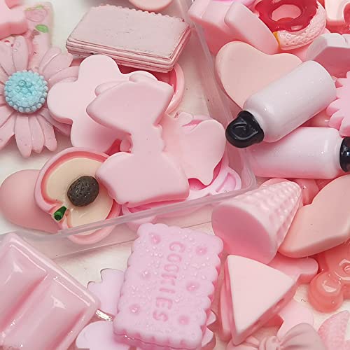 Chenkou Craft 50pcs Lots Mix Assorted Bow Bottle Phone Case DIY Flatbacks Resin Flat Back Buttons Scrapbooking (Pink) - color: Pink