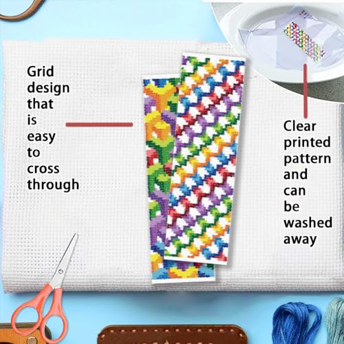 FREEBLOSS 6 Set Cross Stitch Bookmark Kits 11CT 8"x2.4" Colorful Gradient - style: Colorful Style