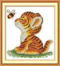 Funcrostitch Counted Cross Stitch Kits for Beginners,14ct Unprinted Pattern Embroidery Kit Dmc Cotton Threads Needleworks for Adults-Tiger and Bee 7.1"×7.5" - color: 06.14CT Counted Kit,Tiger and bee 7.1"×7.5"