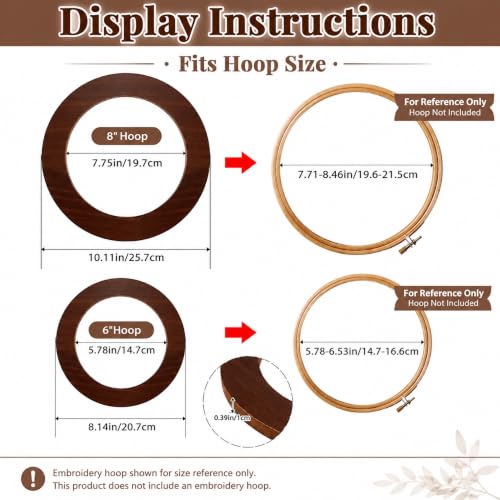 Wenqik 6 Pcs Wood Embroidery Frames for Cross Stitch, 8 Inch, 6 Inch, Round