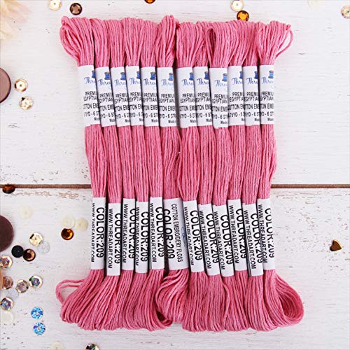 12 Skeins ThreadArt Cotton Embroidery Floss, Dusty Rose - color: Dusty Rose