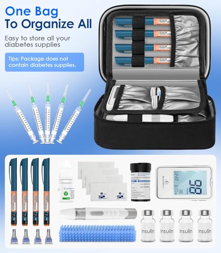 Glucoracy Insulin Cooler Travel Case,4×160g Ice Packs,Longer Cooling Effect - color: Black, size: Large