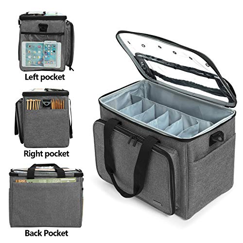 Teamoy Knitting Bag, Yarn Storage Organizer Crochet Bag Tote, Gray - color: Gray