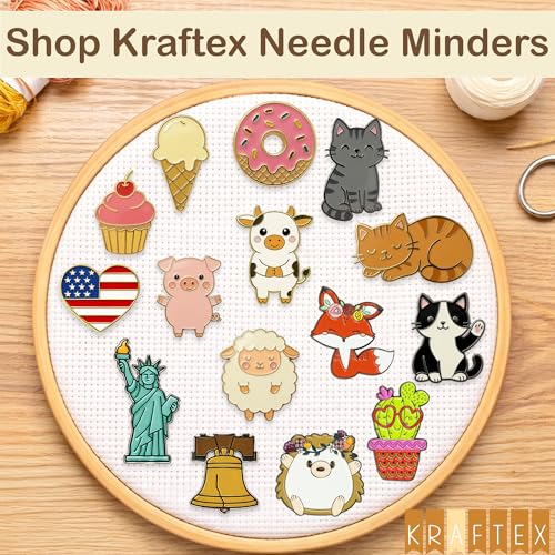 Kraftex Magnetic Needle Minder. Needleminder for Embroidery & Sewing. Cute Needlepoint Accessories. Magnetic Needle Holder for Cross Stitch. Cute Magnet Pin Gift - color: Hedgehog, Fox, Cactus