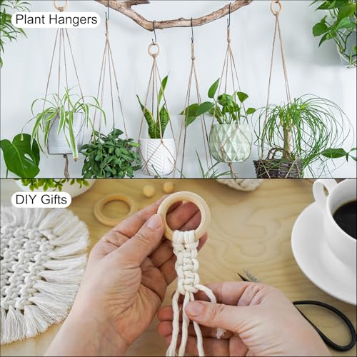 MECCANIXITY 100pcs 1" Unfinished Wooden Rings Smooth Natural Wood Macrame Rings for Curtain Connectors DIY Crafts Knitting Decoration Jewelry Making - size: 1"