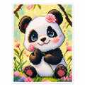 Zhenqing Panda Stamped Cross Stitch Kit for Beginners, 11CT Printed Full Coverage Cute Panda with Pink Flowers Pattern, 38 x 48 cm DIY Animal Embroidery Needlework Set, No Hoop Needed - color: Panda