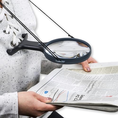 Carson Optical MagniShine LED Lighted 2x Power Hands-Free Magnifier (HF-66) , Black