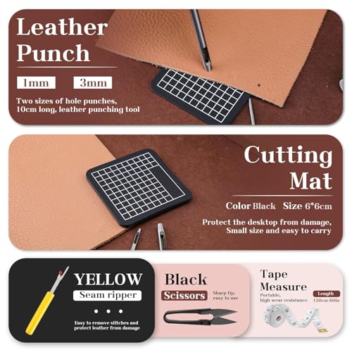 Leather Sewing Kit Upholstery Repair Kit Leather Stitching Kit - color: Multicolor - with Leather Punches