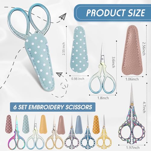 Honoson 6 Pcs Small Embroidery Scissors, 3.6", Mixed, Vibrant Colors - color: Vibrant Colors