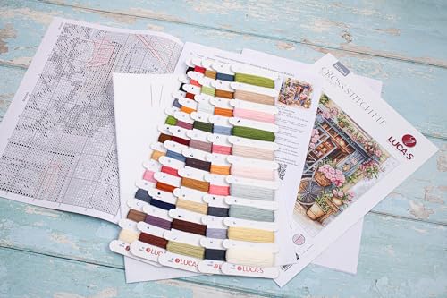 Luca-S Cross Stitch Kit Flowers Shop, BU5044, Counted Cross Stitch Kit for Adults, Needlecraft and Embroidery Kit