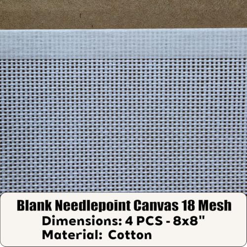Needlepoint Canvas,18 Mesh Needlepoint Canvas,4 Pcs 8"x8" Taped Edges - size: 8" x 8"
