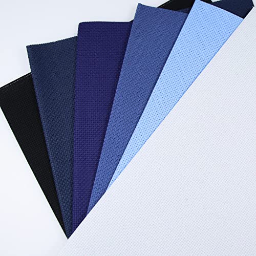 KCS 6 pc of 12" x 18" (30cmx45cm) Counted Cotton Aida Cloth Cross Stitch Fabric (14CT-L) - color: 14ct-l