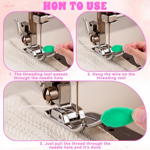 12 Pcs Embroidery Needle Threader Tool, Needle Threaders for Hand Sewing Machine Sewing Plastic Wire Hook Threaders Tool Easy Small Eye Needles Threader for Embroidery Needles Work Crafting (3 Shapes)