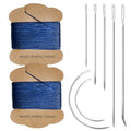 Upholstery Repair Kit: Extra Strong Waxed Sewing Thread 2 Rolls (Dark Blue) &Heavy Duty Household Hand Needles (7 PCS) for Leather, Canvas, Bookbinding & Quilting Thread - color: Dark Blue