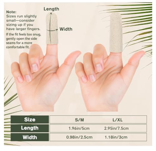 Evridwear Cotton Finger Cots Cotton Cushion 20PCS for Cracked Skin, Eczema, Calluses, Moisture Wicking, Finger Protection for Men & Women (3 Packs Long, 3") - size: 3 Packs Long