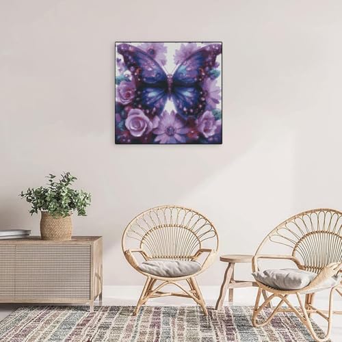Butterfly Flower Stamped Cross Stitch Kits Flower Cross Stitch Patterns,Dimensions Cross Stitch Kits Embroidery Kit Arts and Crafts for Beginners 13.7x13.7 inches - color: D060