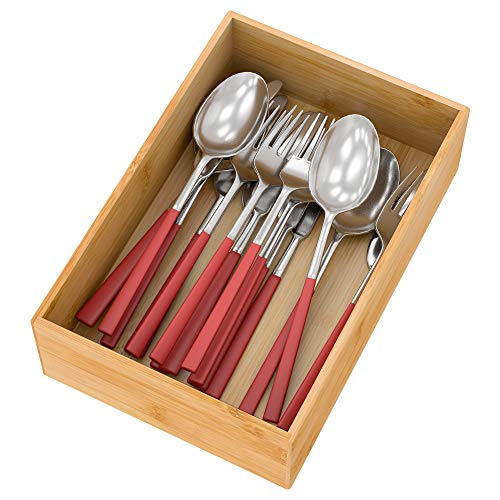 Bamboo Kitchen Drawer Organizer 9"x 6", Storage Box for Utensil Organizer - color: Bamboo, size: 9*6*2.5 inch